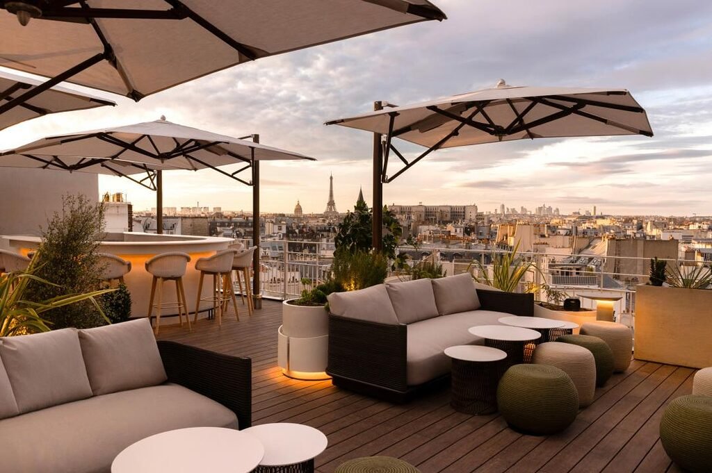 Want the Best Views in Paris? Check Out These 6 Top Paris Hotels with Rooftop Bars 2025! 12 New Paris Hotel Dame Des Arts rooftop bar with stunning views